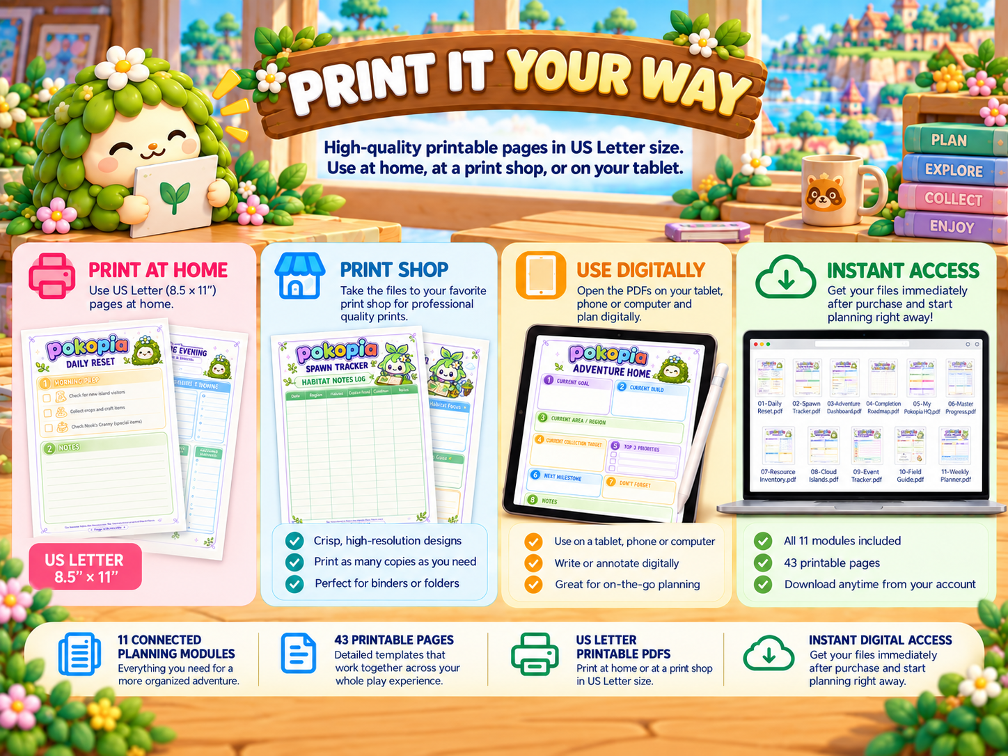 Print it your way: US Letter pages at home, at a print shop, or used digitally on a tablet, with instant access after purchase.