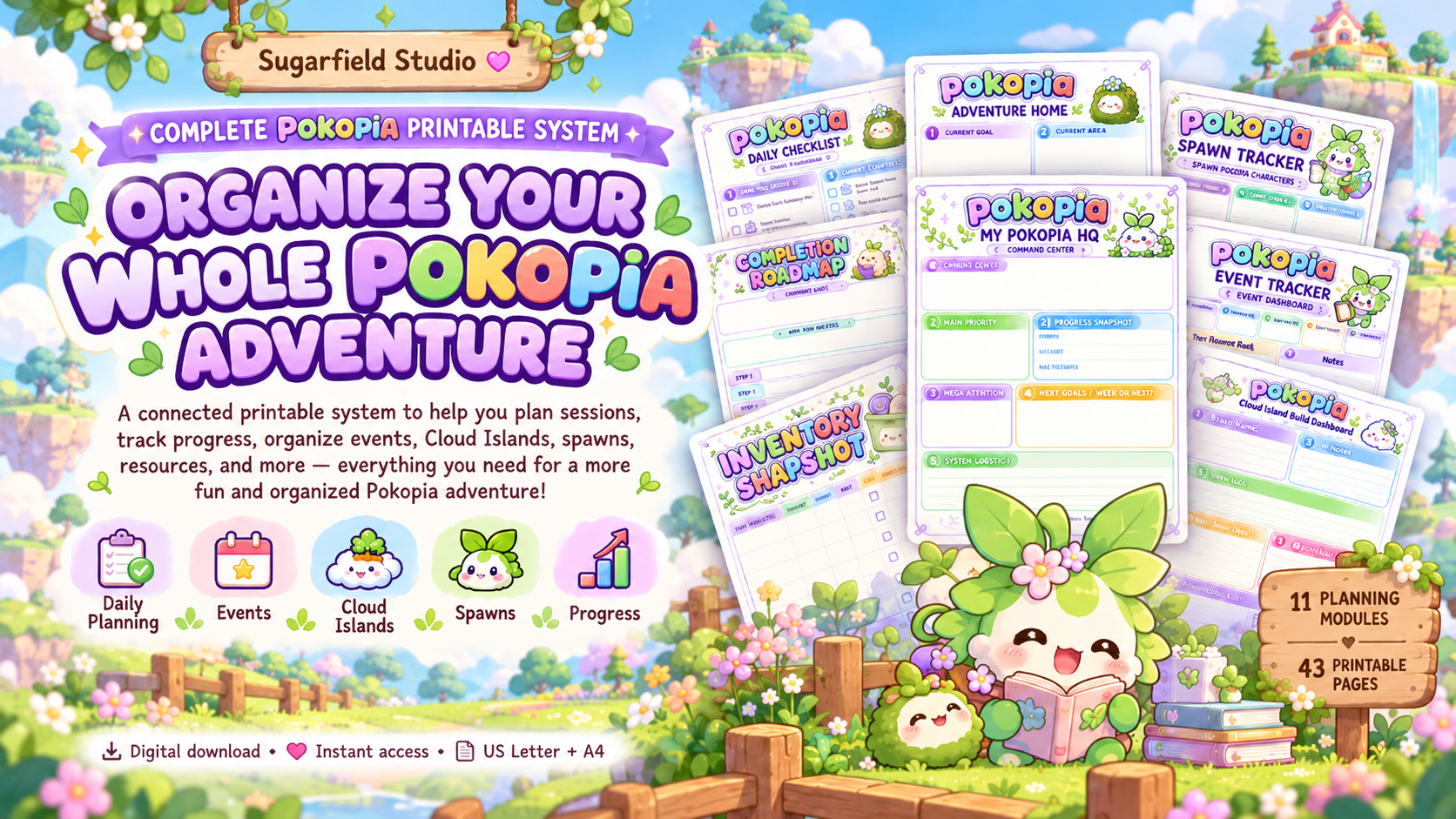 Organize your whole Pokopia adventure with the complete printable system from Sugarfield Studio.